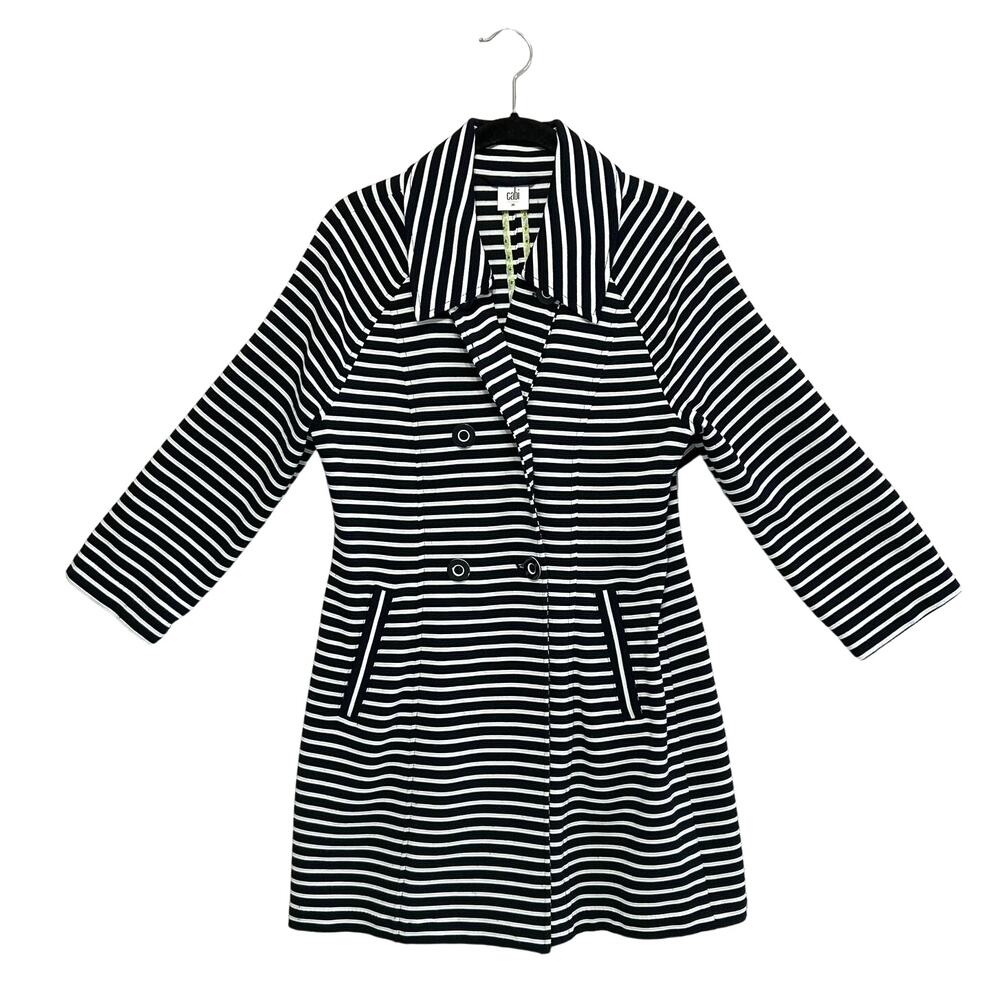 CAbi Maritime Double Breasted Trench Coat Jacket Women's M Navy Striped Nautical